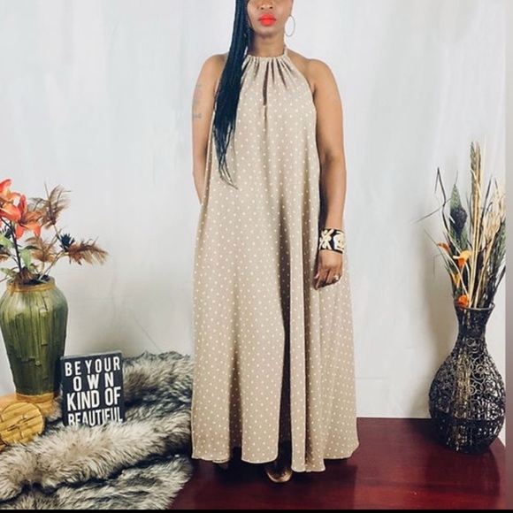 karen tee designs Dresses & Skirts - Karen Tee Marylin Polka Dot Halter Dress Bohemian pockets beach resortwear vibe